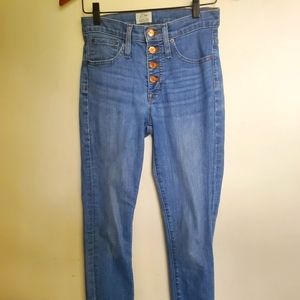 J Crew 9" High-Rise Toothpick Jeans Button Fly Sz 25
